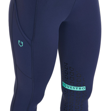 Leggings aderenti in tessuto tecnico elasticizzato da donna Kao Light Equestro Marino / smeraldo Blu