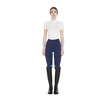 Leggings aderenti in tessuto tecnico elasticizzato da donna Kao Light Equestro Marino / smeraldo Blu