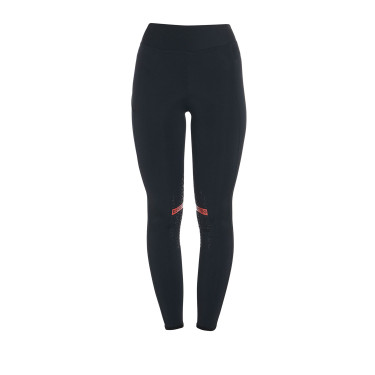 Leggings aderenti in tessuto tecnico elasticizzato da donna Kao Equestro Nero / rosso