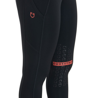 Leggings aderenti in tessuto tecnico elasticizzato da donna Kao Equestro Nero / rosso