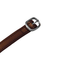 Lacci per speroni in pelle con fibbia argentata Equestro Marrone scuro