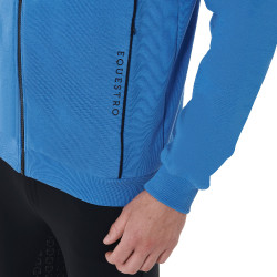 Felpa con cappuccio in cotone con zip da uomo Equestro Dafne Blu