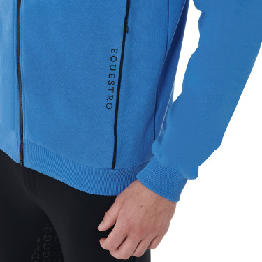 Felpa con cappuccio in cotone con zip da uomo Equestro Dafne Blu