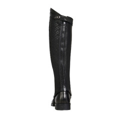Mini-chaps unisex in pelle con fascia elastica e loghi Vespucci Equestro Nero