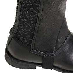 Mini-chaps unisex in pelle con fascia elastica e loghi Vespucci Equestro Nero