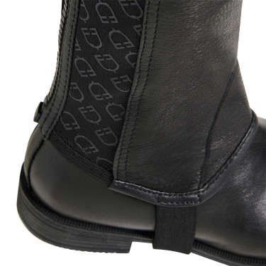 Mini-chaps unisex in pelle con fascia elastica e loghi Vespucci Equestro Nero