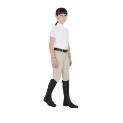 Mini-chaps in morbida pelle per bambini con fascia elastica Equestro Nero