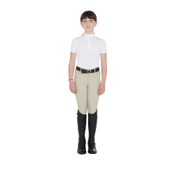 Mini-chaps in morbida pelle per bambini con fascia elastica Equestro Nero