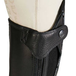 Mini-chaps in morbida pelle per bambini con fascia elastica Equestro Nero
