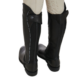 Mini-chaps in morbida pelle per bambini con fascia elastica Equestro Nero