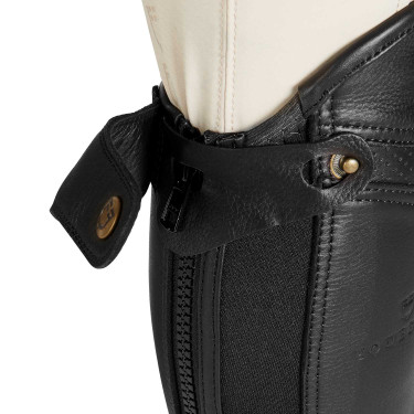 Mini-chaps unisex in pelle traforata per un comfort massimo Salisbury Equestro Nero