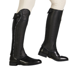 Mini-chaps in pelle con profilo a contrasto Equestro Nero