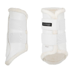 Stinchiere anteriori in ecopelle con doppia chiusura in velcro Acavallo Bianco