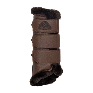 Paraglomi posteriori in cuoio sintetico con triplo velcro Acavallo Marrone scuro Paraglomi posteriori in cuoio sintetico con triplo velcro Acavallo Marrone scuro