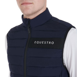 Gilet da uomo in tessuto tecnico antivento Equestro Marina Blu marino