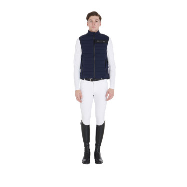 Gilet da uomo in tessuto tecnico antivento Equestro Marina Blu marino