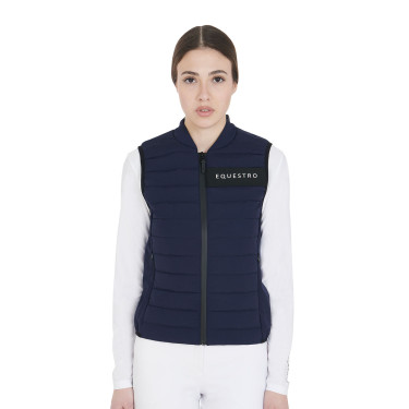 Gilet da donna in tessuto tecnico antivento Equestro Marina Blu marino