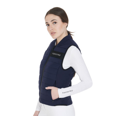 Gilet da donna in tessuto tecnico antivento Equestro Marina Blu marino