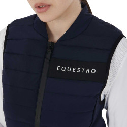 Gilet da donna in tessuto tecnico antivento Equestro Marina Blu marino