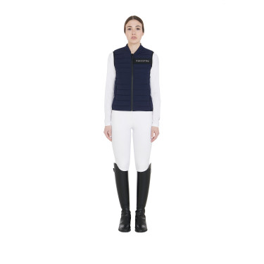 Gilet da donna in tessuto tecnico antivento Equestro Marina Blu marino