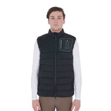 Gilet in tessuto stretch con patch in silicone da uomo Equestro Nero