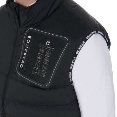 Gilet in tessuto stretch con patch in silicone da uomo Equestro Nero