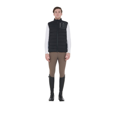 Gilet in tessuto stretch con patch in silicone da uomo Equestro Nero