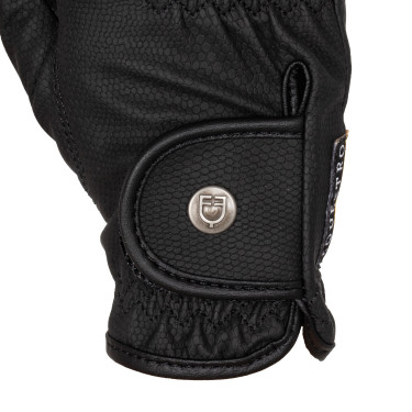 Guanti unisex in pelle sintetica morbida con chiusura in velcro Equestro Nero Guanti unisex in pelle sintetica morbida con chiusura in velcro Equestro Nero