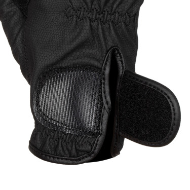 Guanti unisex in pelle sintetica morbida con chiusura in velcro Equestro Nero Guanti unisex in pelle sintetica morbida con chiusura in velcro Equestro Nero