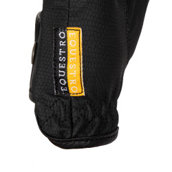Guanti unisex in pelle sintetica morbida con chiusura in velcro Equestro Nero Guanti unisex in pelle sintetica morbida con chiusura in velcro Equestro Nero