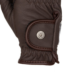 Guanti unisex in pelle sintetica morbida con chiusura in velcro Equestro Mocha Marrone