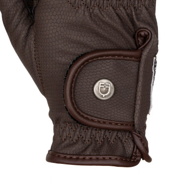 Guanti unisex in pelle sintetica morbida con chiusura in velcro Equestro Mocha Marrone