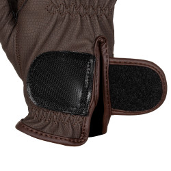 Guanti unisex in pelle sintetica morbida con chiusura in velcro Equestro Mocha Marrone