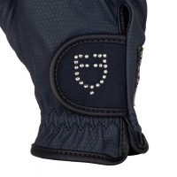 Guanti donna in tessuto tecnico morbido con logo in strass Equestro Nero