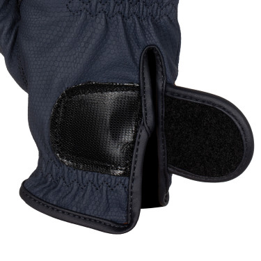 Guanti donna in tessuto tecnico morbido con logo in strass Equestro Marina Blu marino