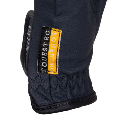 Guanti donna in tessuto tecnico morbido con logo in strass Equestro Marina Blu marino