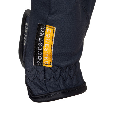 Guanti donna in tessuto tecnico morbido con logo in strass Equestro Marina Blu marino