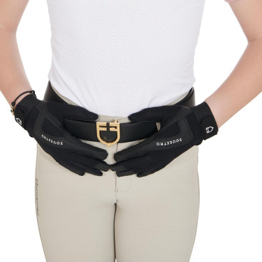 Guanti da bambino Sunny in tessuto tecnico Equestro Nero