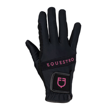 Guanti in tessuto tecnico con logo multicolore Equestro Guanti in tessuto tecnico con logo multicolore Equestro