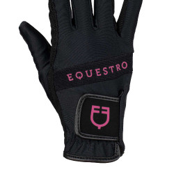 Guanti in tessuto tecnico con logo multicolore Equestro Guanti in tessuto tecnico con logo multicolore Equestro