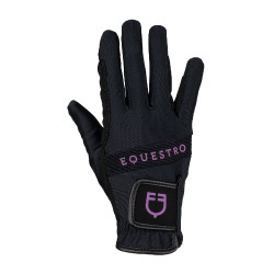Guanti in tessuto tecnico con logo multicolore Equestro Nero / viola