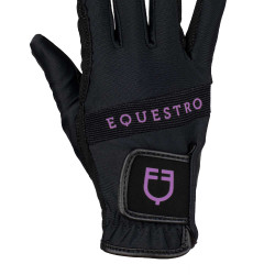 Guanti in tessuto tecnico con logo multicolore Equestro Nero / viola