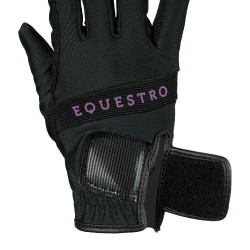 Guanti in tessuto tecnico con logo multicolore Equestro Nero / viola