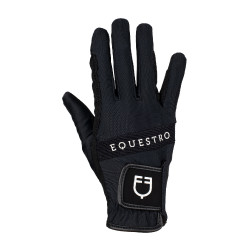 Guanti in tessuto tecnico con logo multicolore Equestro Nero / bianco Guanti in tessuto tecnico con logo multicolore Equestro Nero / bianco