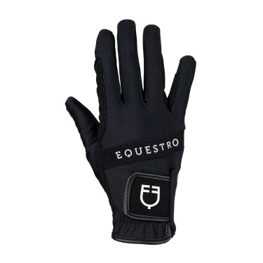 Guanti in tessuto tecnico con logo multicolore Equestro Nero / bianco Guanti in tessuto tecnico con logo multicolore Equestro Nero / bianco