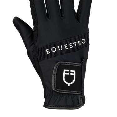 Guanti in tessuto tecnico con logo multicolore Equestro Nero / bianco Guanti in tessuto tecnico con logo multicolore Equestro Nero / bianco