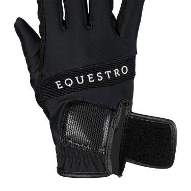 Guanti in tessuto tecnico con logo multicolore Equestro Nero / bianco Guanti in tessuto tecnico con logo multicolore Equestro Nero / bianco