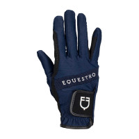 Guanti in tessuto tecnico con logo multicolore Equestro Marino / bianco Blu