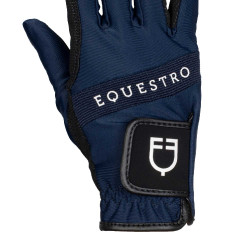 Guanti in tessuto tecnico con logo multicolore Equestro Marino / bianco Blu