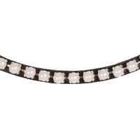 Frontalino in cuoio di vitello con perle Acavallo Nero / bianco